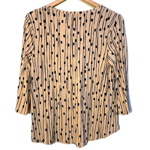 JM COLLECTION Tunic Top Women’s MPTan Black Scoop Neck 3/4 Sleeve Rayon Spandex. - Picture 2 of 9